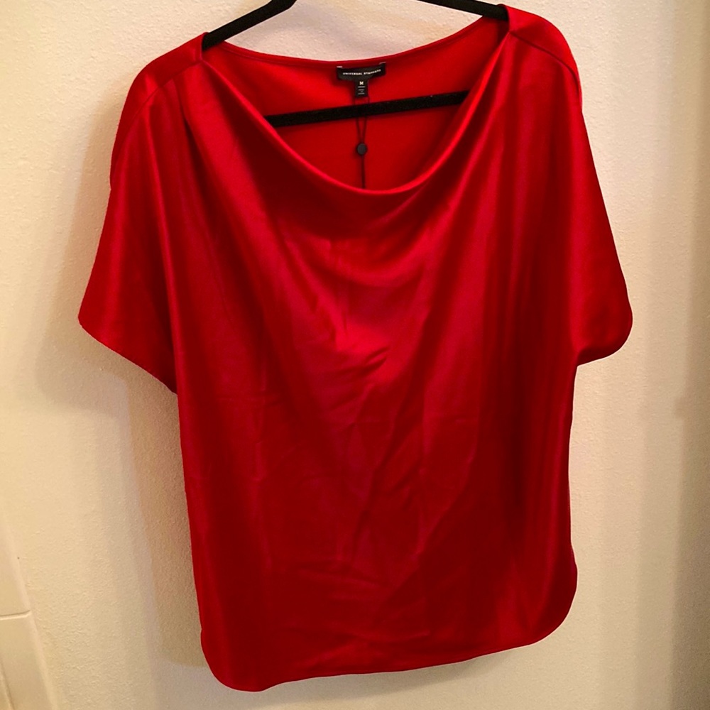 NWT Universal Standard Viva Boat Neck Top in Haute Red satin M 18-20